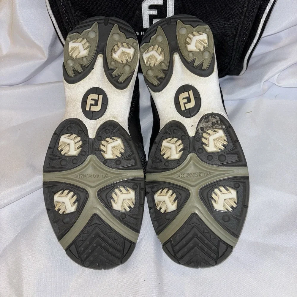 FootJoy FlexZone Mens Black White Spikeless Golf Shoes 56816 Size‎ 9.5 With Bag